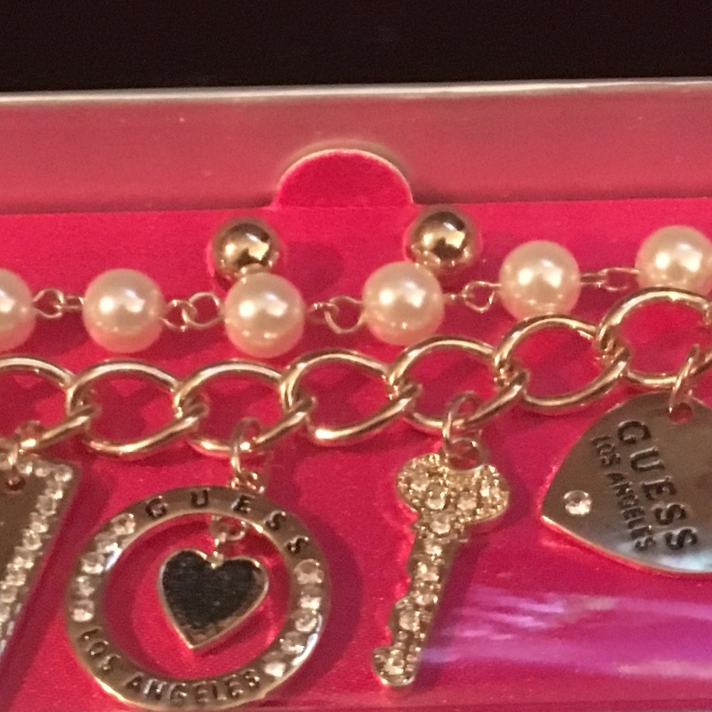 Guess Double Tiered Charm Bracelet Pave Crystals - Picture 1 of 2
